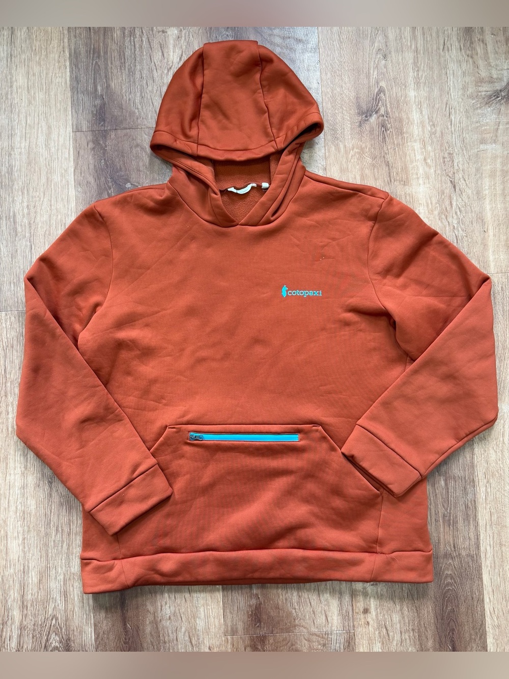 cotopaxi Womens XL Bamba Fleece Lined Hoodie Rust Orange Stretch Pullover Pocket